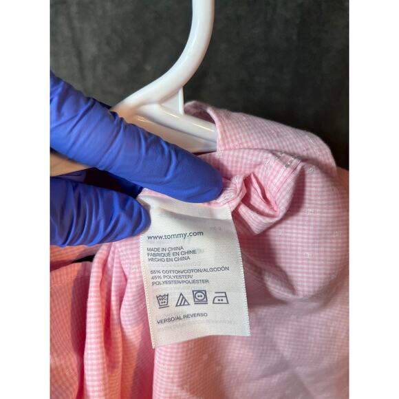 Boys Tommy Hilfiger Pink Plaid Long Sleeve Button Down Shirt 10 - Picture 4 of 6